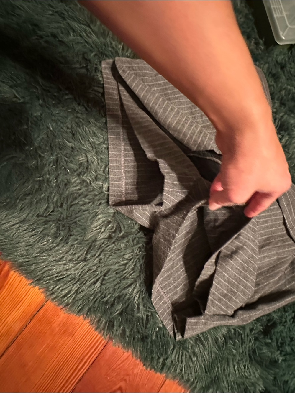 3/$25 ✨ Zara Basic Gray Pinstripe Asymmetrical Wrap Mini Skort Size L - Picture 3 of 13